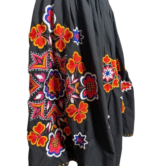 French Connection Black Twirl A-line Skirt Pleated Embroidered Vibrant Women’s 2 - Picture 5 of 8